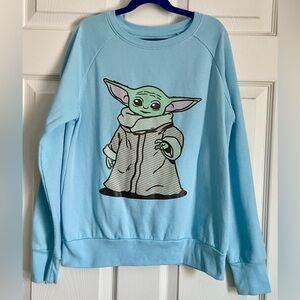 Blue Baby Yoda/Grogu Junior Star Wars Sweatshirt-Size M(7/9)